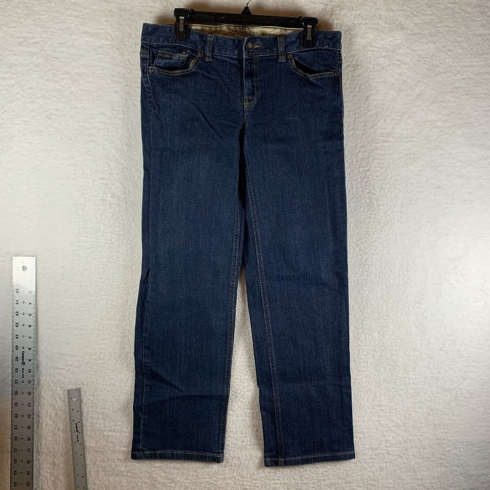 Lands' End Canvas Jeans Women's 31 Blue Denim Stretch Low Rise Straight Leg 7882